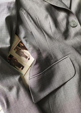 Классический приталенный тонкий шерстяной жакет, благородный серый, как шелковый, винтаж2 фото