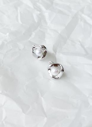 Срібні сережки ogosilver з натуральними перлами (2152637)7 фото