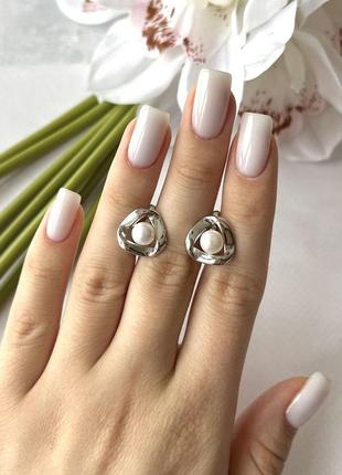 Срібні сережки ogosilver з натуральними перлами (2152637)5 фото
