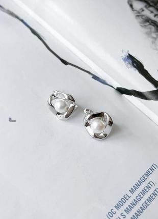 Срібні сережки ogosilver з натуральними перлами (2152637)6 фото
