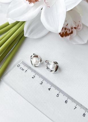 Срібні сережки ogosilver з натуральними перлами (2152637)3 фото