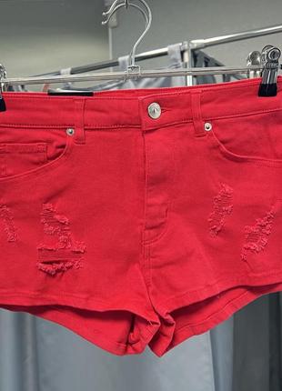 Красные джинсовые шорты h&m, размер xs1 фото