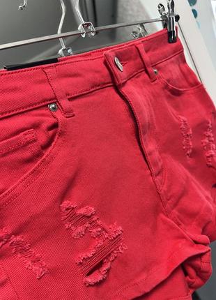 Красные джинсовые шорты h&m, размер xs2 фото