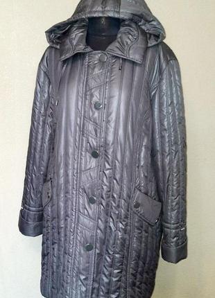 Шикарная длинная демисезонная куртка , еврозима, fashion mran, р. наш 60-64, батал !