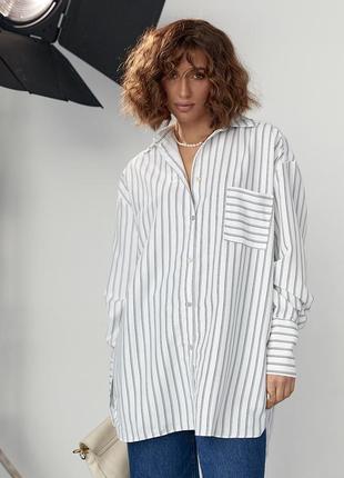 Удлиненная рубашка oversize в полоску