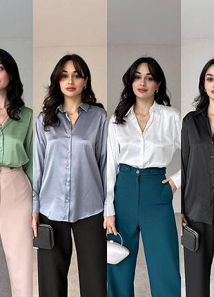 Шелковая рубашка блузка блуза рубашка женская р-ры 42-52