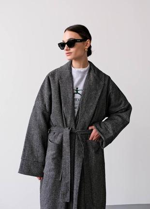 Пальто под пояс на запах пальто кимоно2 фото