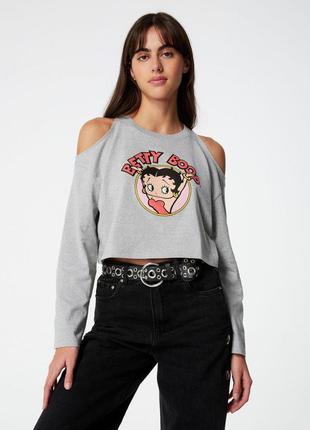 Лонгслів jennyfer betty boop з відкритими плечима, xs/s/m