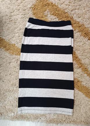 Спідниця в смужку спідничка міді миди юбка юбочка хлопок бавовна в полоску