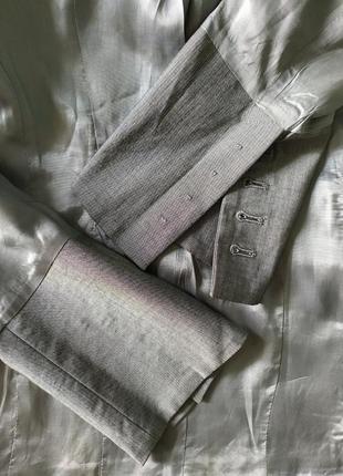 Классический приталенный тонкий шерстяной жакет, благородный серый, как шелковый, винтаж6 фото