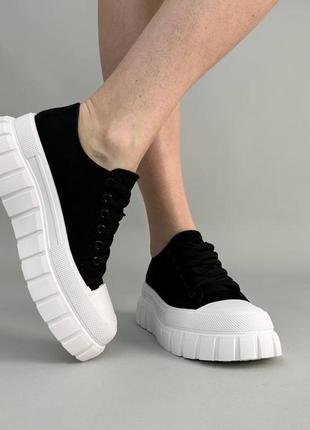 Черные джинсовые кеды на высокой подошве текстильные кеды джинс