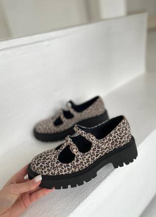 Туфли женские замшевые с леопардовым принтом