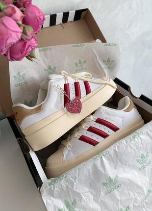 Adidas superstar bonega beige red жіночі кросівки адідас суперстар бонега