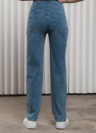 👑vip👑 джинсы для беременных прямые джинсы коттон с высоким поясом7 фото