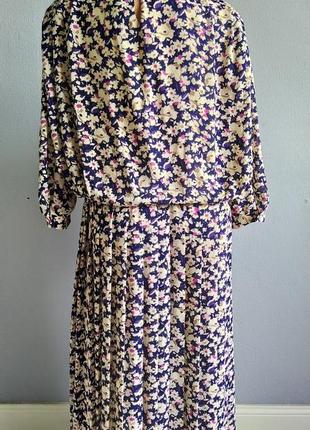 Винтажное платье, юбка плиссе, цветочный принт, bevkevtex3 фото