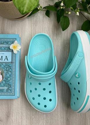 Крокс крокбенд нежно голубые женские crocs crocband ii clogs ice blue/pool1 фото