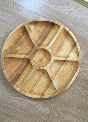 Красивая деревянная тарелка на 6 секций, менажница