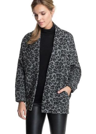 Жіноча вовняна куртка жакет пальто кокон з леопардовим принтом ic1406f