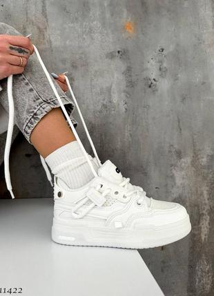 ☑ стильні та зручні кросівки ☑ колір: білий ☑ екошкіра+текстиль