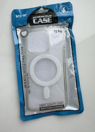 Чехол силиконовый прозрачный на iphone 15 pro