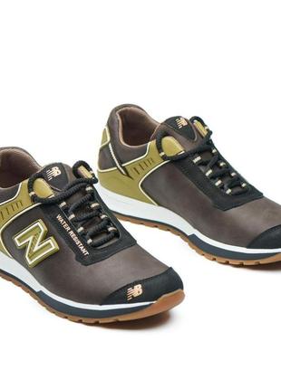 Кроссовки new balance, коричневые из высококачественной натуральной, ежевие кожаное кроссовки7 фото