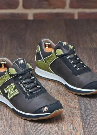 Кросівки new balance, коричневі з високоякісної натуральної, мужские кожаные кроссовки