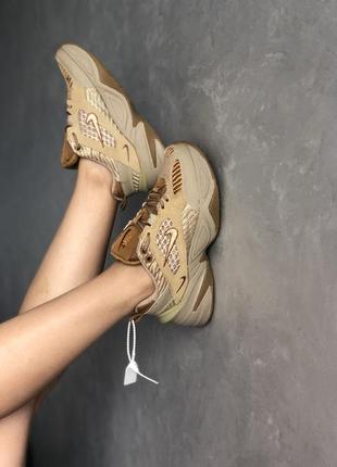 Nike m2k tekno linen & wheat & ale brown 🆕 женские кроссовки найк текно 🆕 коричневые4 фото