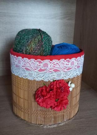 🧡органайзер корзина с крышкой бамбук джут плетеная сувенир декор подарок8 фото