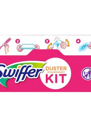 Розовый комплект для уборки пыли swiffer, ручка и 3 сменные тряпки2 фото