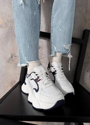 ☑ зручні кросівки на кожен день ☑ колір: білий+темно-синій9 фото