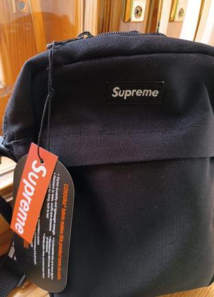 Месенджер supreme (ss18) black нейлонова сумка через плече3 фото