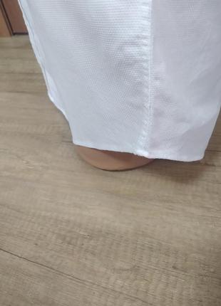 Белая прямая хлопковая оверсайз-рубашка с мужского плеча5 фото