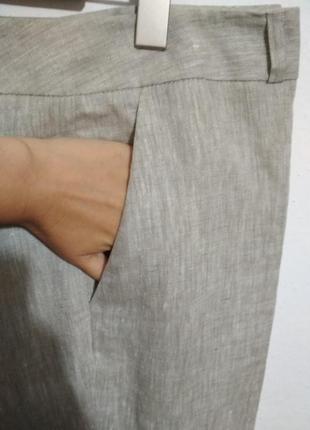Большой размер 100% лён фирменные базовые льняные женские штаны супер качество!!!3 фото