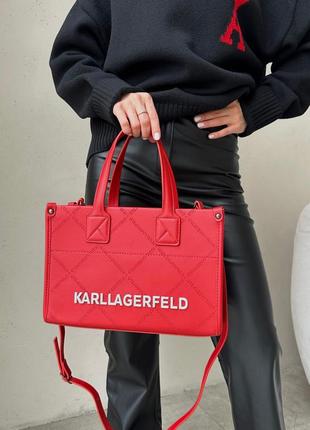 Женская сумка - шоппер karl lagerfeld красная