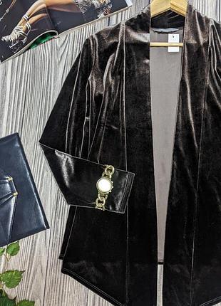 Серо-коричневый тонкий велюровый жакет marks&spencer #26792 фото