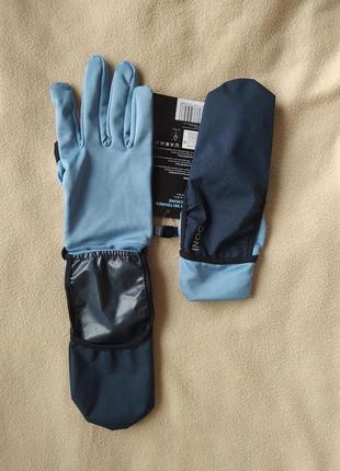 Спортивные утепленные перчатки лыжные/для бега с чехлами от дождя и ветра1 фото