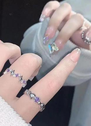 Каблочка, кольцо серебряно-фиолетовое бижутерия