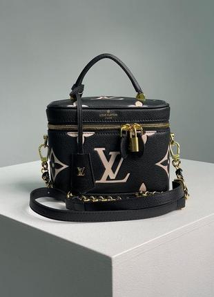 Сумка жіноча чорна louis vuitton vanity pm bag monogram empreinte leather noir (арт: 99295)