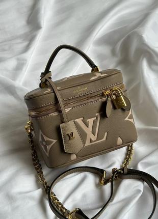 Сумка женская бежевая louis vuitton vanity pm bag grey/boise de rose (арт: 99298)3 фото