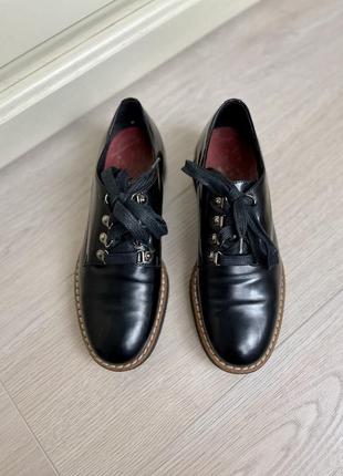 Черные лаковые туфли оксфорды женские в размере 37 geox4 фото
