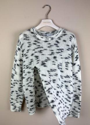 Zara светр з вирізом оверсайз в стилі монохром pinko шерсть вовна альпака нова колекція cos теплий кофта свитер4 фото