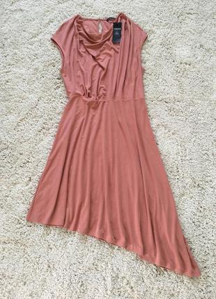 Асиметричне плаття / сукня «m&s», колір пудри4 фото