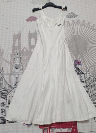 Итальянское белоснежное платье sarah chole сарафан полированный лен4 фото