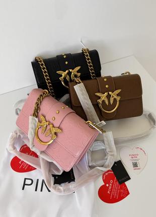 Женская сумка pinko premium коричневая / черная / розовая9 фото