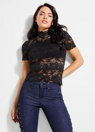 Оригинальная кружевная футболка топ guess