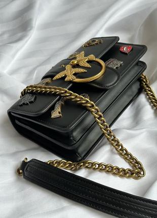 Сумка клатч premium pinko mini love bag one simply with enamel pin black8 фото