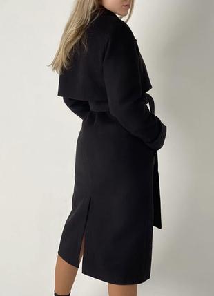Кашемировое пальто черное с подкладкой зима3 фото