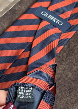 Шовковий краватка галстук gilberto оригінальний у смужка помаранчевий синій2 фото