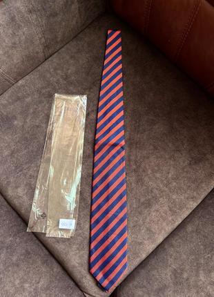 Шовковий краватка галстук gilberto оригінальний у смужка помаранчевий синій4 фото