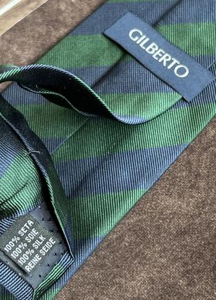 Шелковый галстук галстук gilberto оригинальный в полоску зеленый синий2 фото